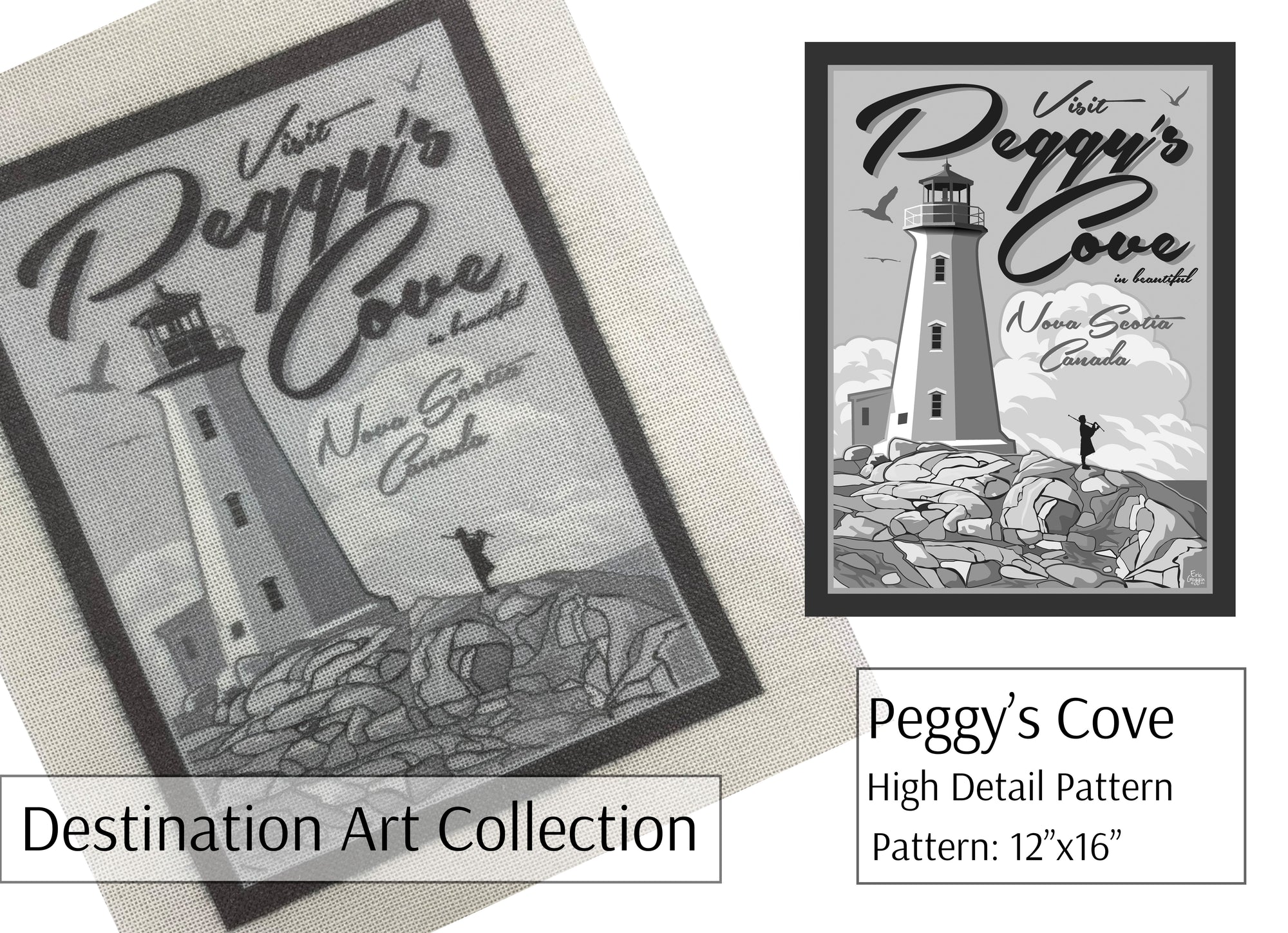 Destination Art - Peggy's Cove Black and White