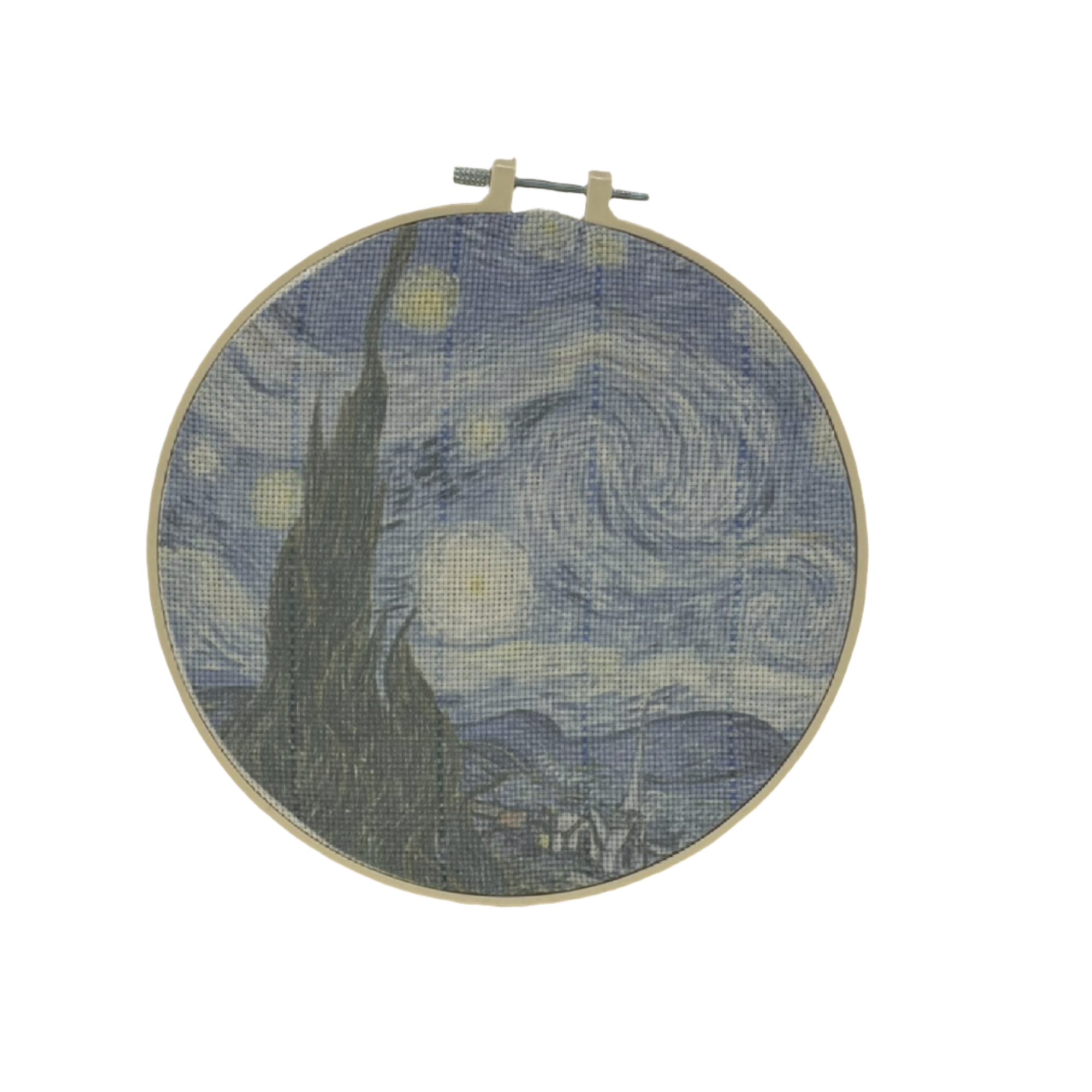 Starry Night Punch Needle Pattern in Hoop